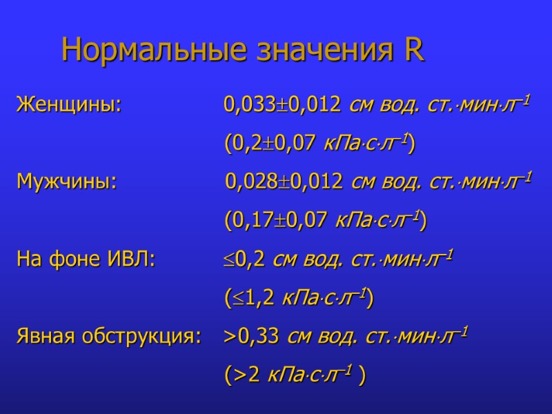 Нормальные значения R Женщины:          